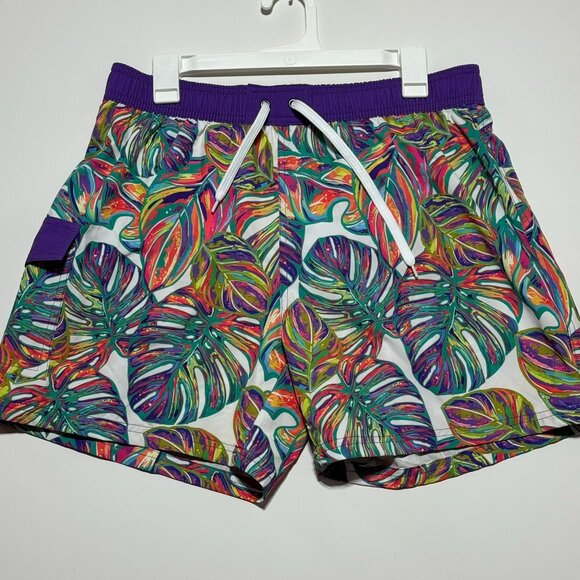 Rocorose Pants - Rocorose Women's Quick Dry Drawstring Board Shorts Purple leaf Board Shorts L